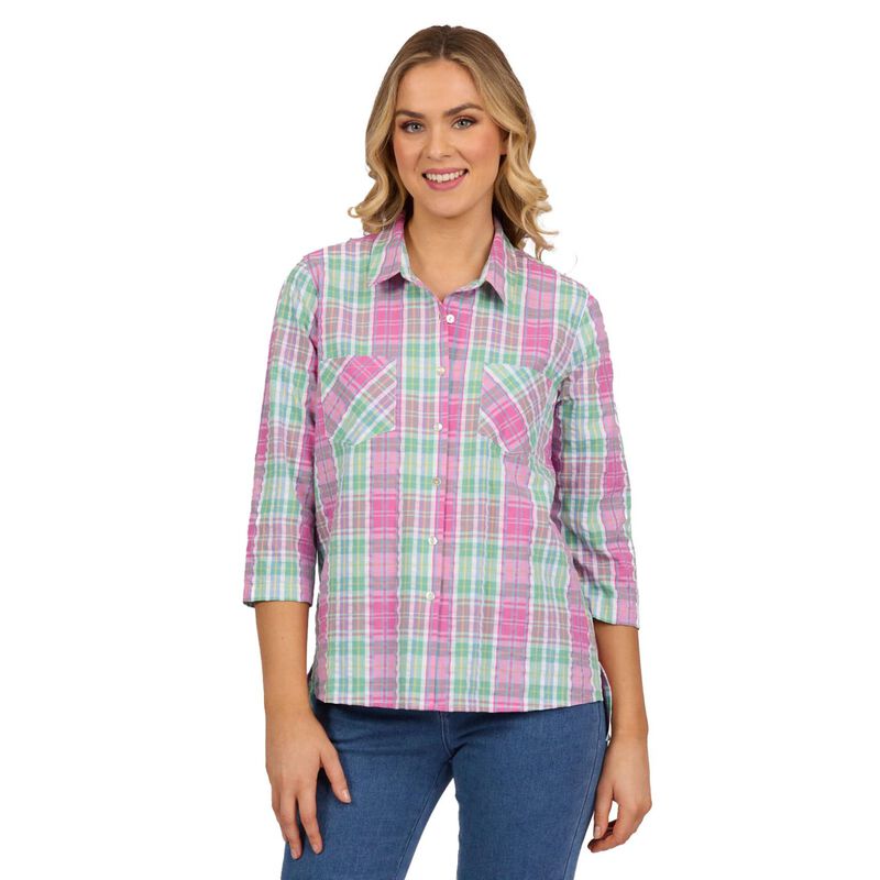 Vassalli Button Front Shirt With Tab Sleeve image number 0
